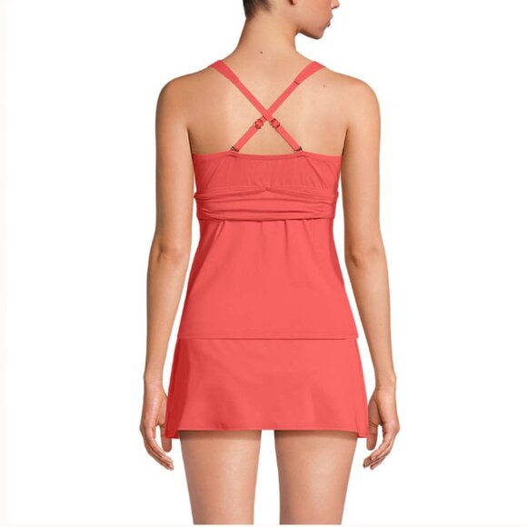 Lands' End V-Neck Plunge X Back Tankini Top - Size: Small Long - NWT - Picture 3 of 11